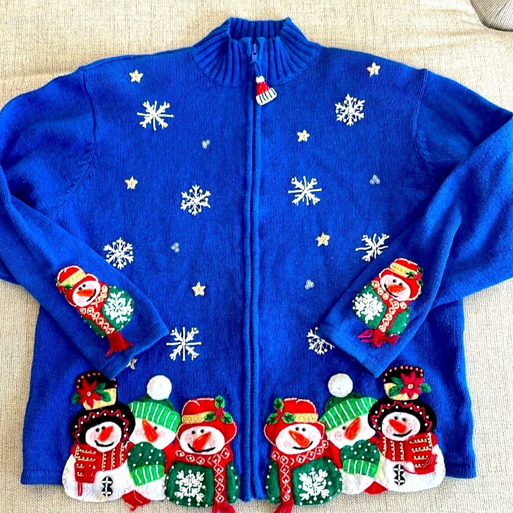 Snowman “ugly Christmas sweater”, size Medium